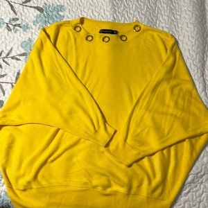 NY&CO yellow grommet-detail slouchy sweater